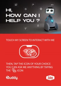 Buddy à l'accueil dans votre Hôtel Aiden