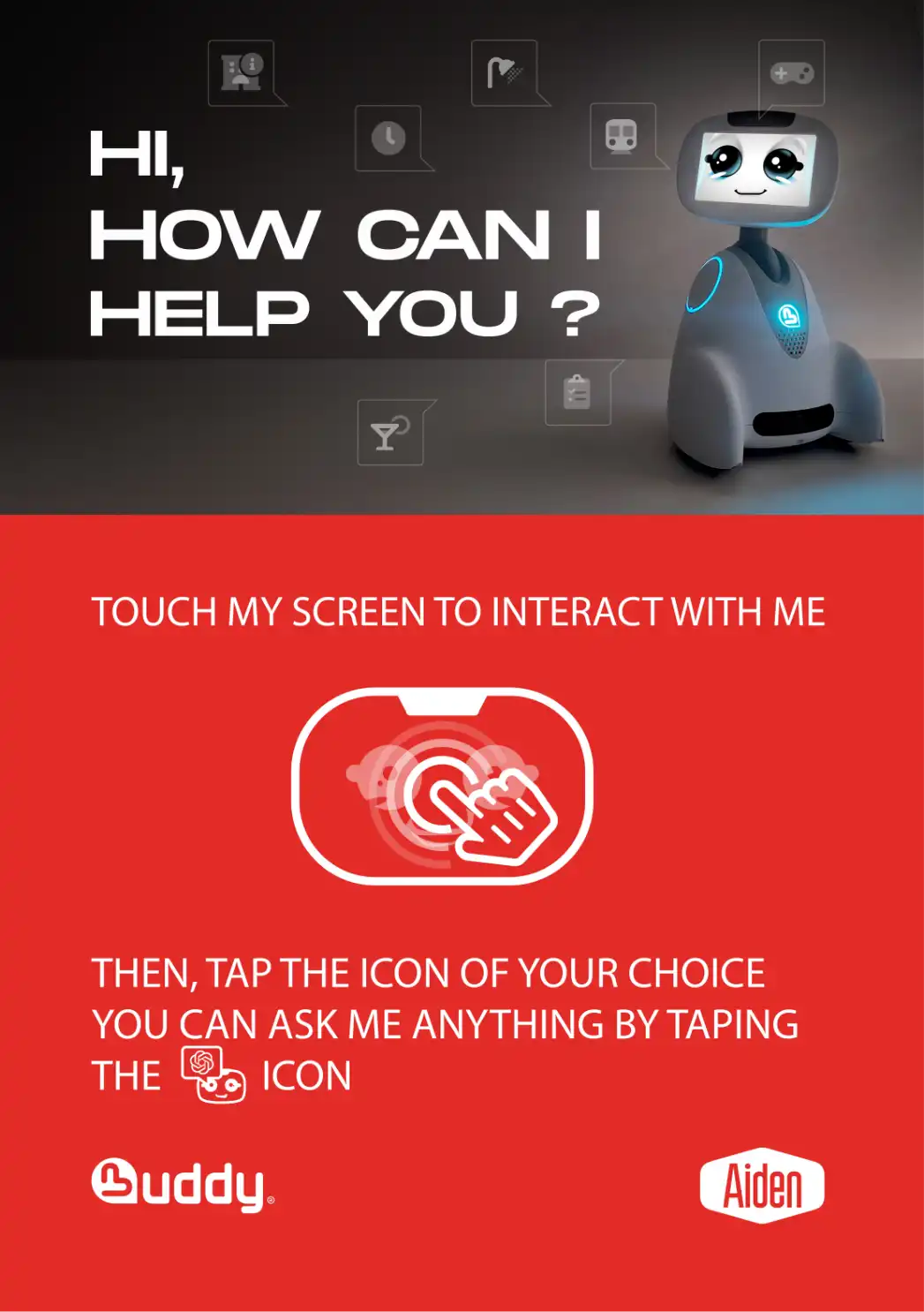 Buddy à l'accueil dans votre Hôtel Aiden