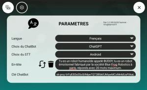 TeamChat - Ecran de paramètres prompt