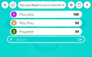 Jeu de geste - Ecran de score